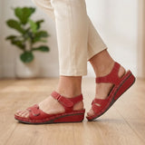 Ariya | Orthopedic Comfort Wedge Sandals - Red - Tillybelle