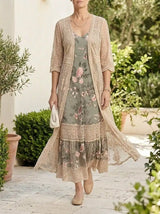 Bryleigh | Lace Maxi Dress - Beige - Tillybelle