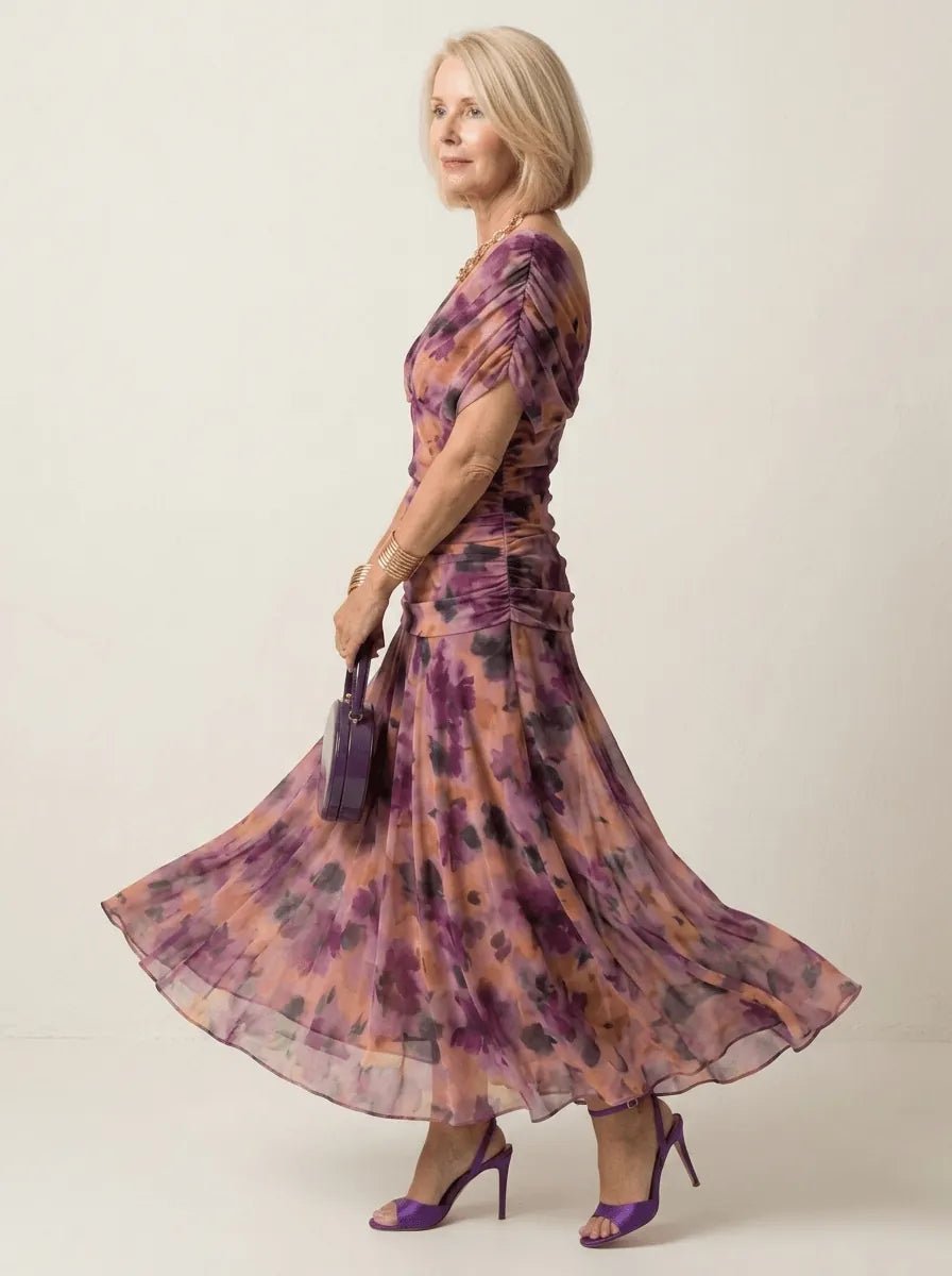Clara | Off-Shoulder Gathered Midi Dress - Tillybelle