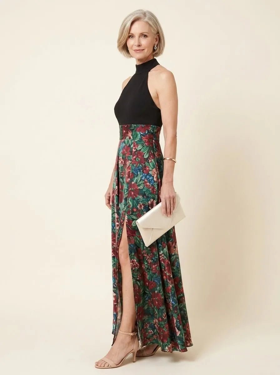 Cleo | Halter Bodice Floral Maxi Dress - Tillybelle