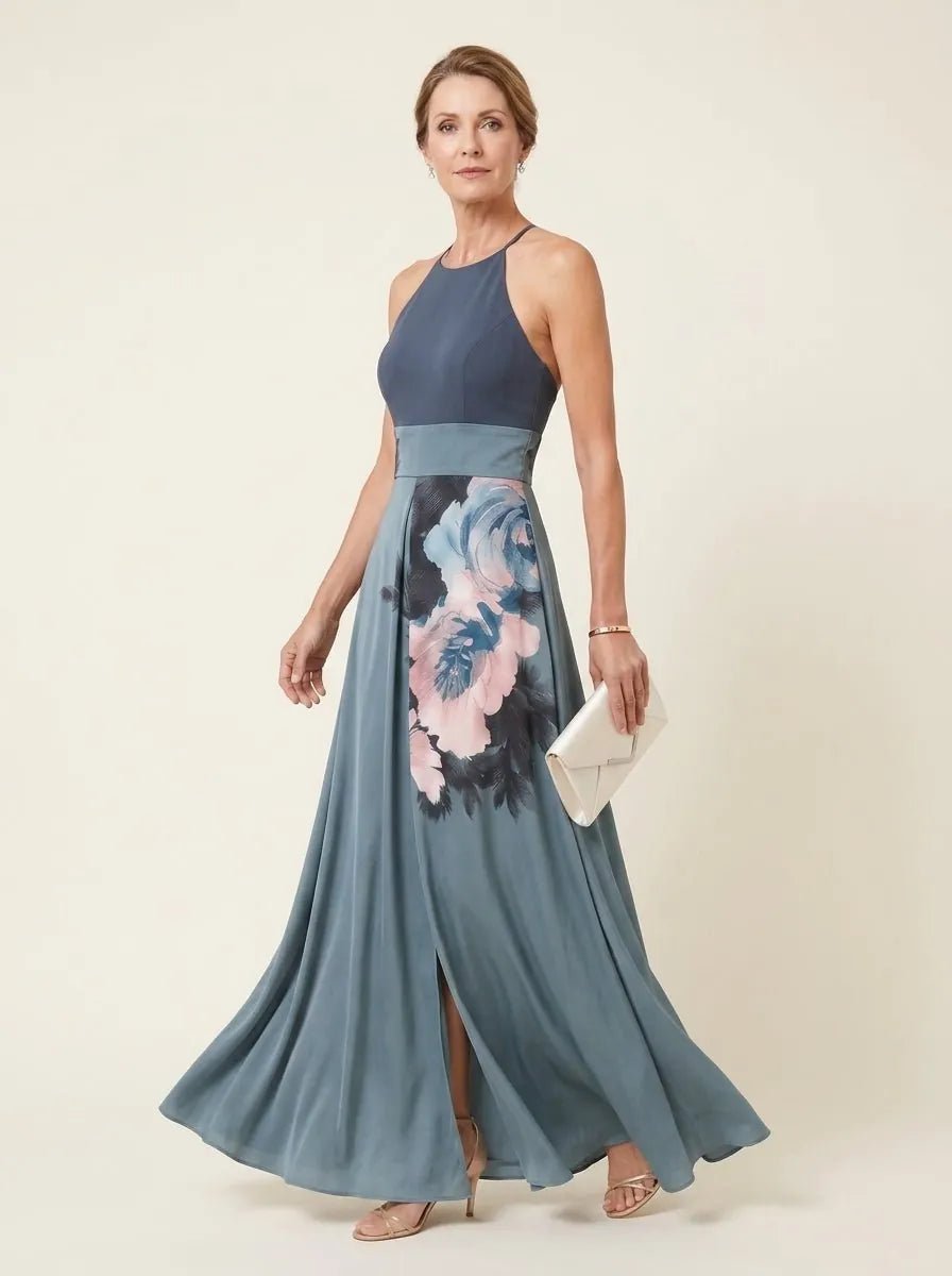 Cleo | Halter Bodice Floral Maxi Dress - Tillybelle