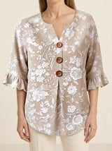 Dynika | Floral Blouse - Beige - Tillybelle