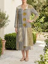 Emily | Bohemian Patchwork Linen Dress - Multicolor - Tillybelle
