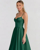 Selene Sweetheart Tulle Midi Dress - Forest Green - Tillybelle