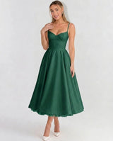 Selene Sweetheart Tulle Midi Dress - Forest Green - Tillybelle