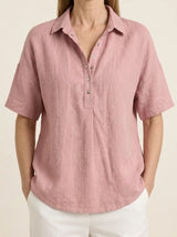 Helene | Collared Blouse - Pink - Tillybelle