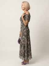Clara Off-Shoulder Midi Dress in Dark Green, side