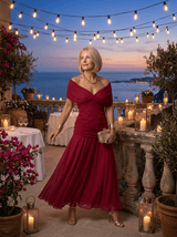 Clara | Off-Shoulder Gathered Midi Dress - Tillybelle