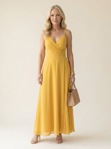 Lena Soft Wrap Maxi Dress Yellow front
