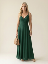Lena Soft Wrap Maxi Dress Dark Green front