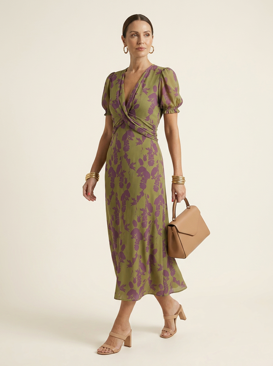 Maren Relaxed Floral Midi Dress three-quarter