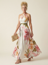 Isla Light Floral Maxi Dress White front