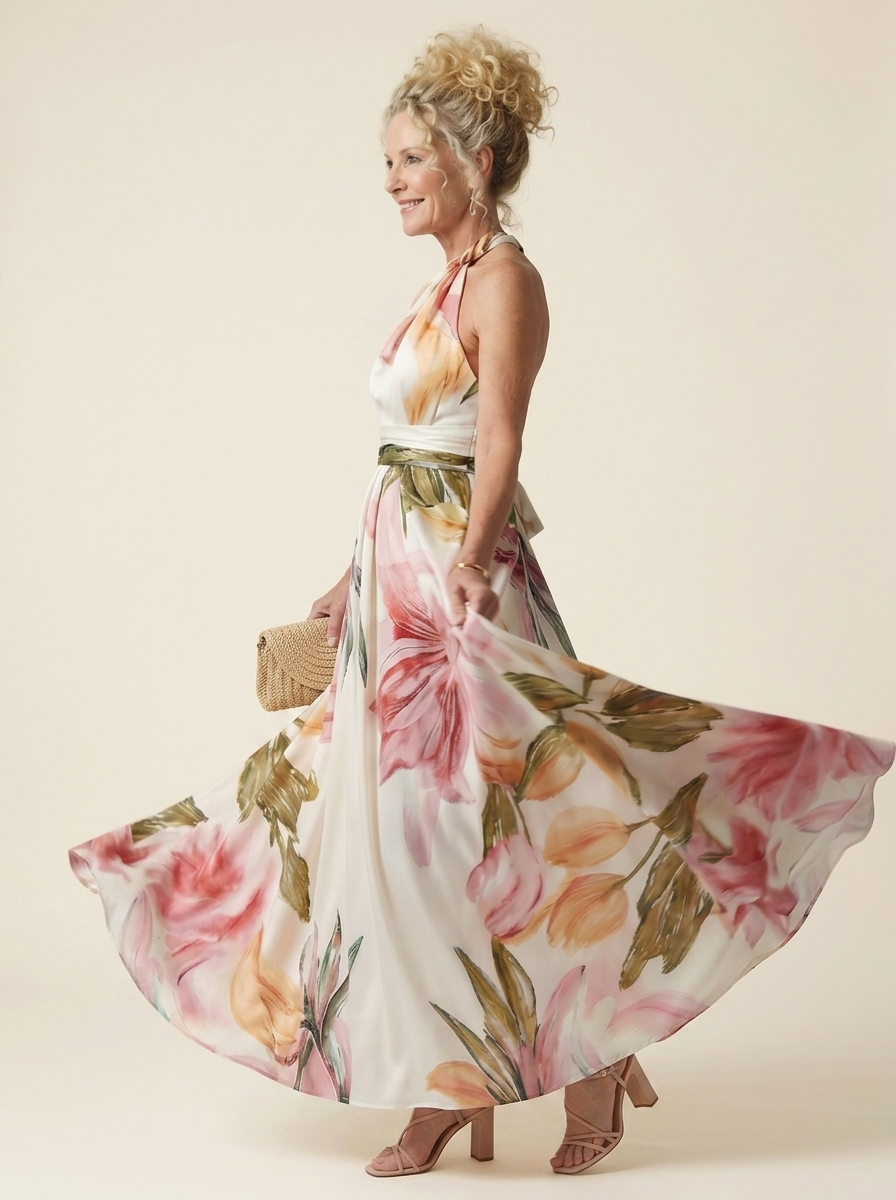Isla Light Floral Maxi Dress White side