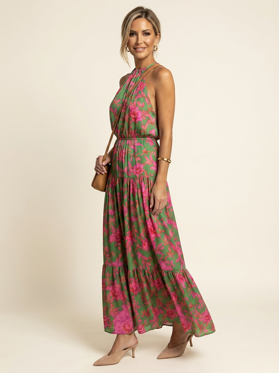 Thea Draped Halter Midi Dress side