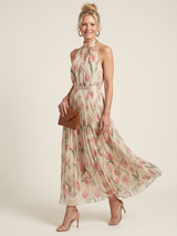Neve Halter Neck Floral Midi Dress three-quarter