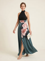 Cleo Halter Bodice Floral Maxi Dress front