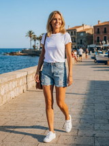 Paige Distressed Denim Shorts lifestyle