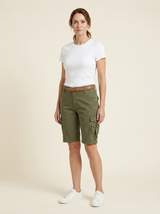 Jenna Utility Cargo Shorts Army Green front