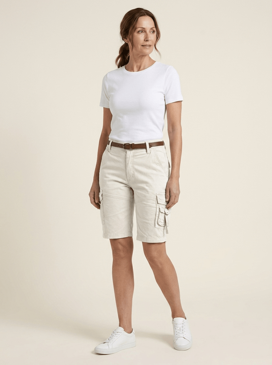 Jenna Utility Cargo Shorts White
