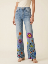 Flora Wide-Leg Patterned Trousers cover full length