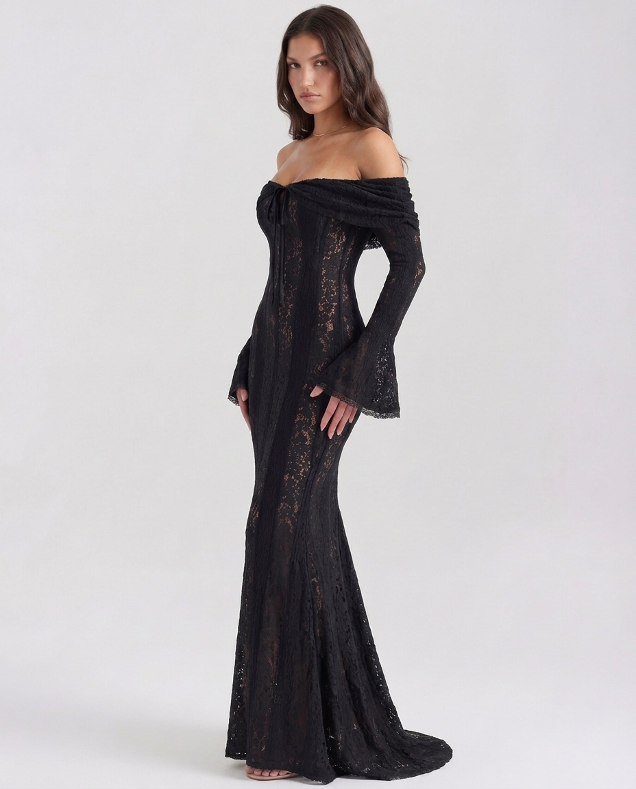 Genevieve | Off-Shoulder Lace Maxi Gown