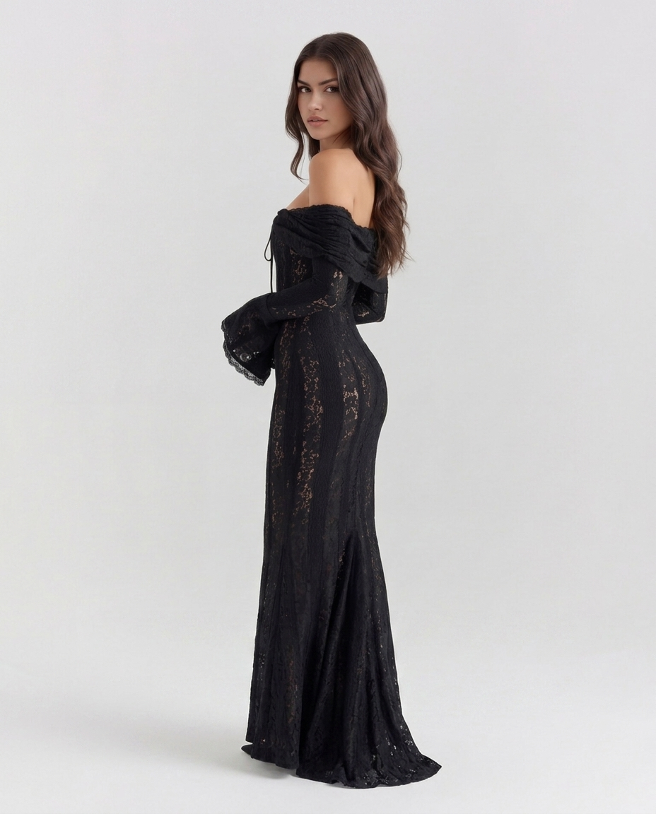 Genevieve | Off-Shoulder Lace Maxi Gown
