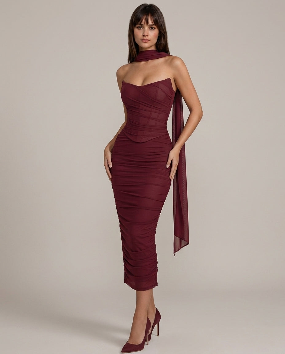 Liora | Mesh Corset Maxi Set