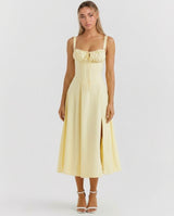 Aurora buttercup corset midi dress front