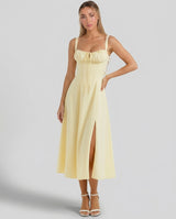 Soleil | Lace-Up Corset Midi Dress