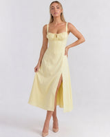 Soleil | Lace-Up Corset Midi Dress
