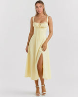 Soleil | Lace-Up Corset Midi Dress