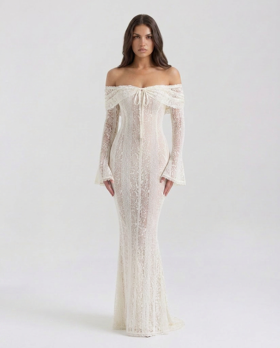 Genevieve | Off-Shoulder Lace Maxi Gown