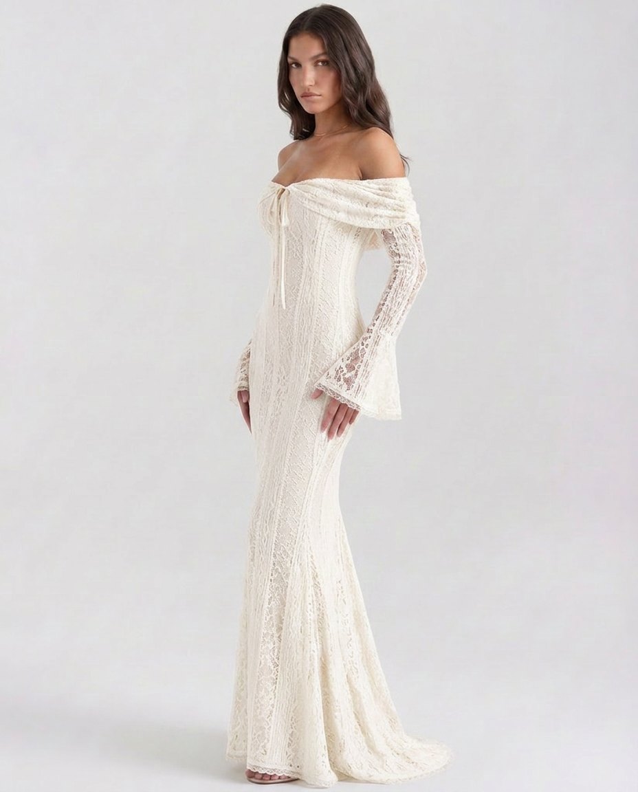 Genevieve | Off-Shoulder Lace Maxi Gown