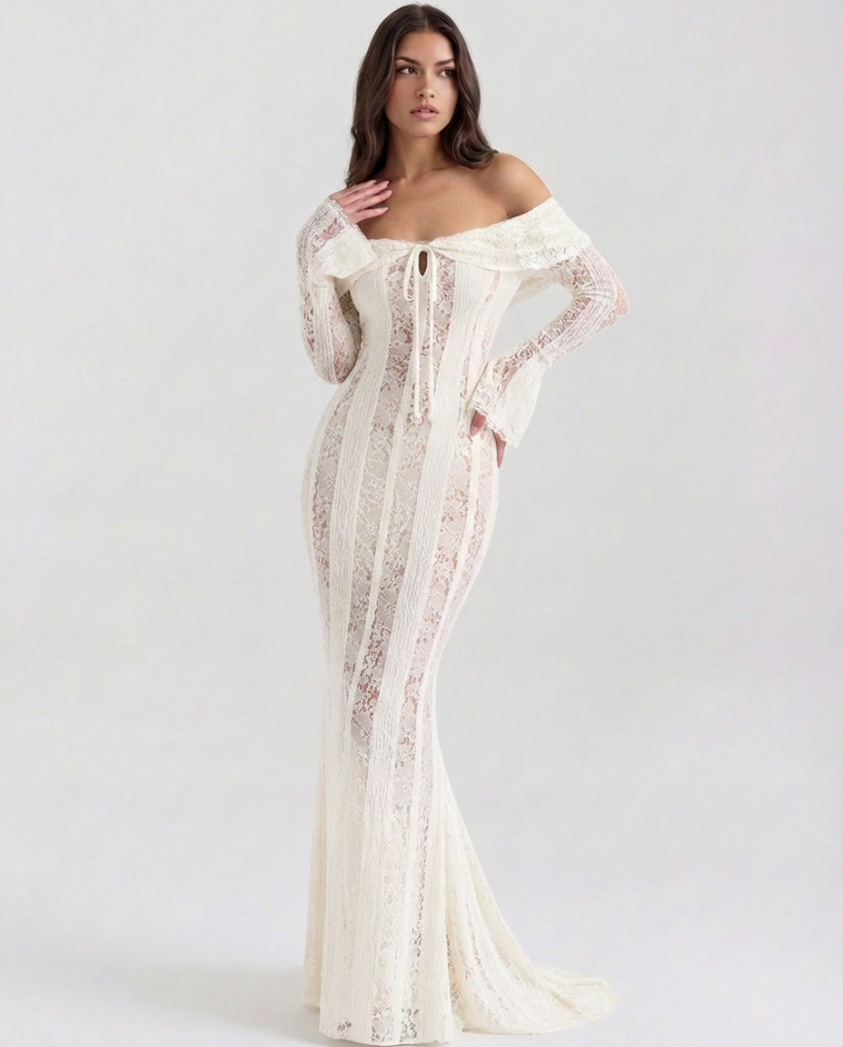 Genevieve | Off-Shoulder Lace Maxi Gown