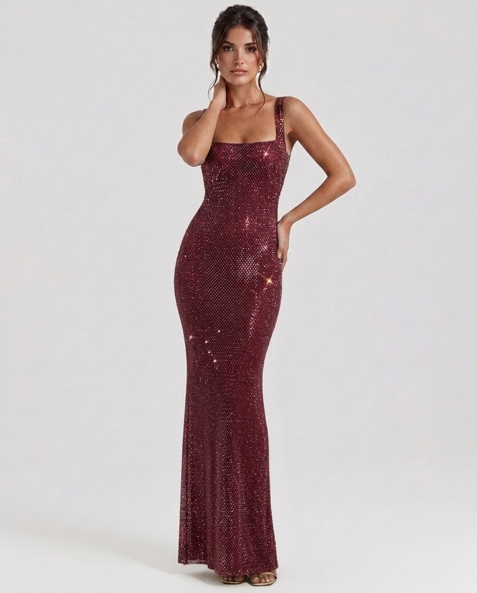 Aurelia | Rhinestone Sheer Maxi Gown