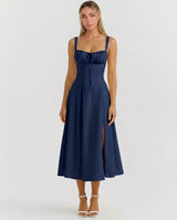 Soleil | Lace-Up Corset Midi Dress