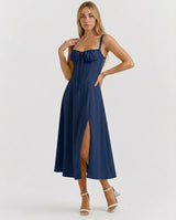 Soleil | Lace-Up Corset Midi Dress