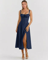 Soleil | Lace-Up Corset Midi Dress