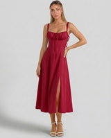 Soleil | Lace-Up Corset Midi Dress
