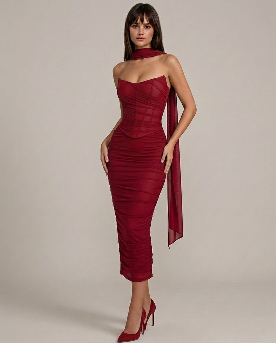 Liora | Mesh Corset Maxi Set
