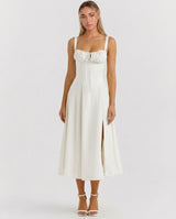 Soleil | Lace-Up Corset Midi Dress