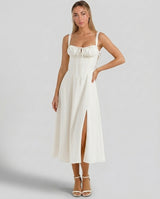 Soleil | Lace-Up Corset Midi Dress