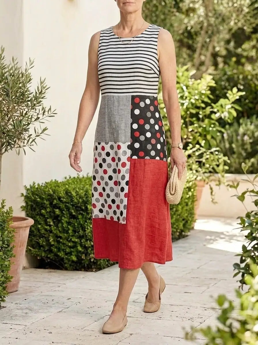 Jane | Colorblock Midi Dress - Multicolor - Tillybelle