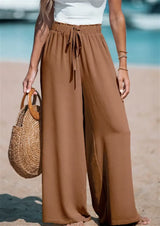 Lina | Flowy Wide-Leg Trousers - Caramel - Tillybelle
