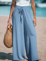 Lina | Flowy Wide-Leg Trousers - Light Blue - Tillybelle