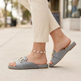 Monroe | Orthopedic Buckle Slide Sandals - Gray - Tillybelle