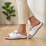 Monroe | Orthopedic Buckle Slide Sandals - White - Tillybelle