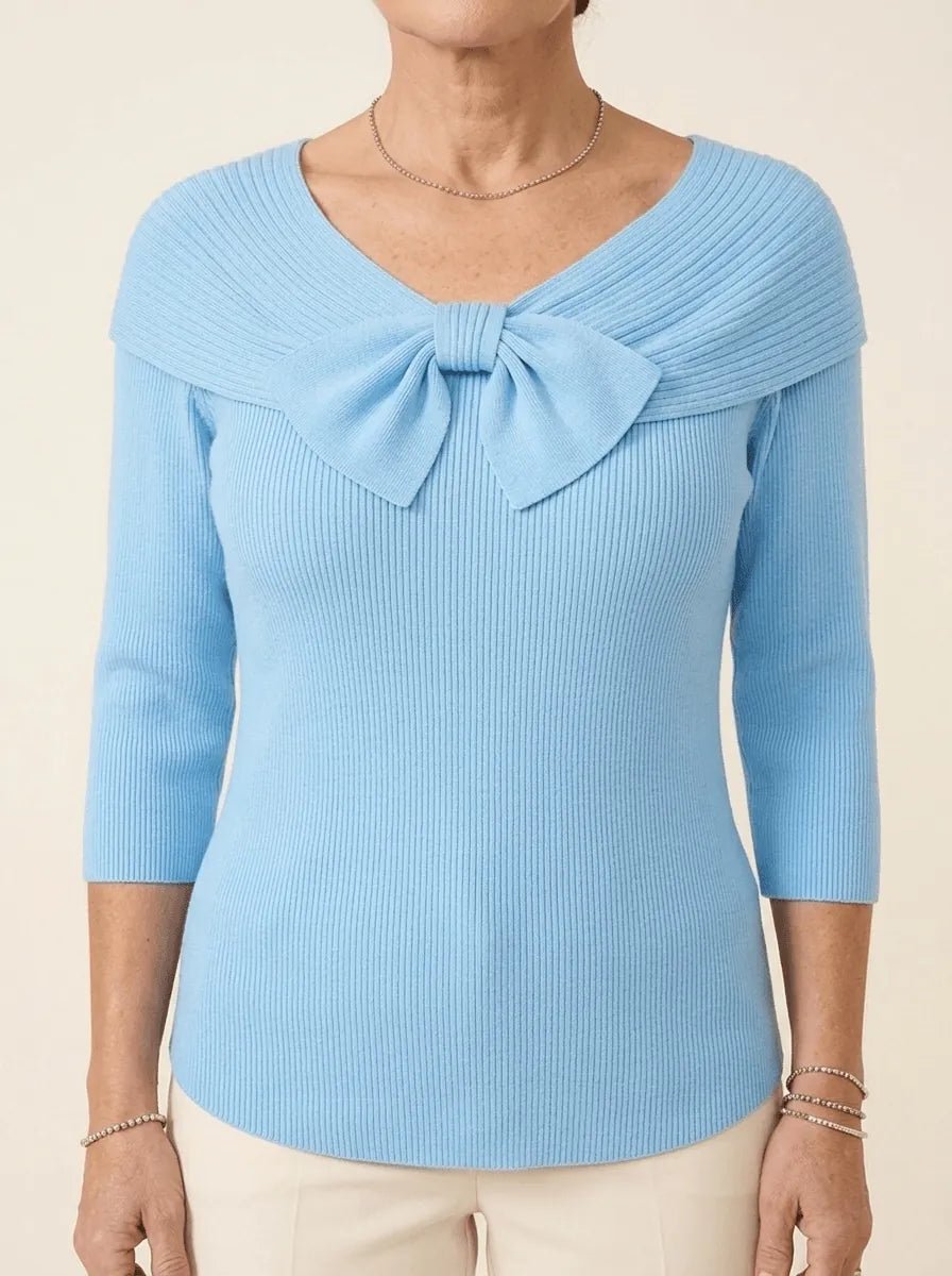 Neeko | Bow-Neckline Ribbed Sweater - Tillybelle
