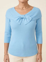 Neeko | Bow-Neckline Ribbed Sweater - Tillybelle