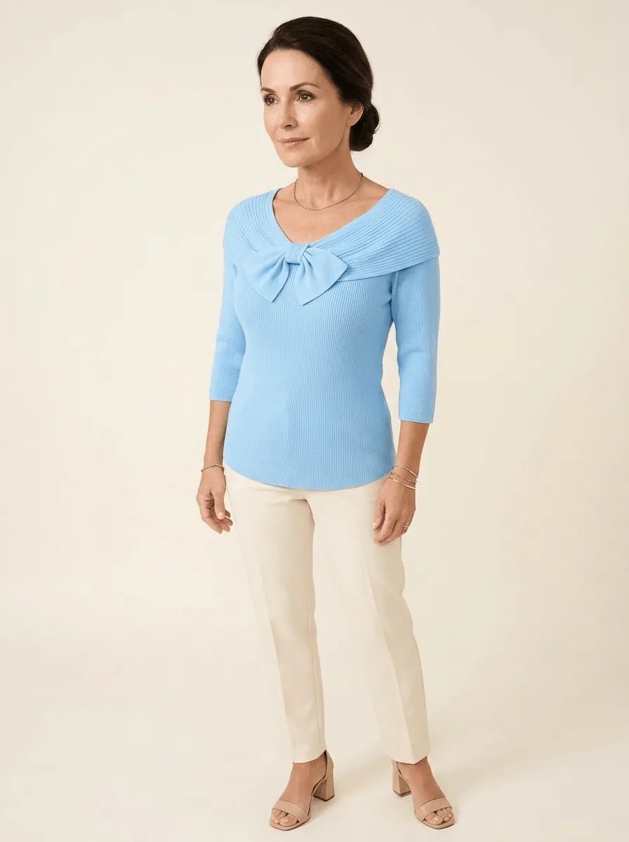 Neeko | Bow-Neckline Ribbed Sweater - Tillybelle